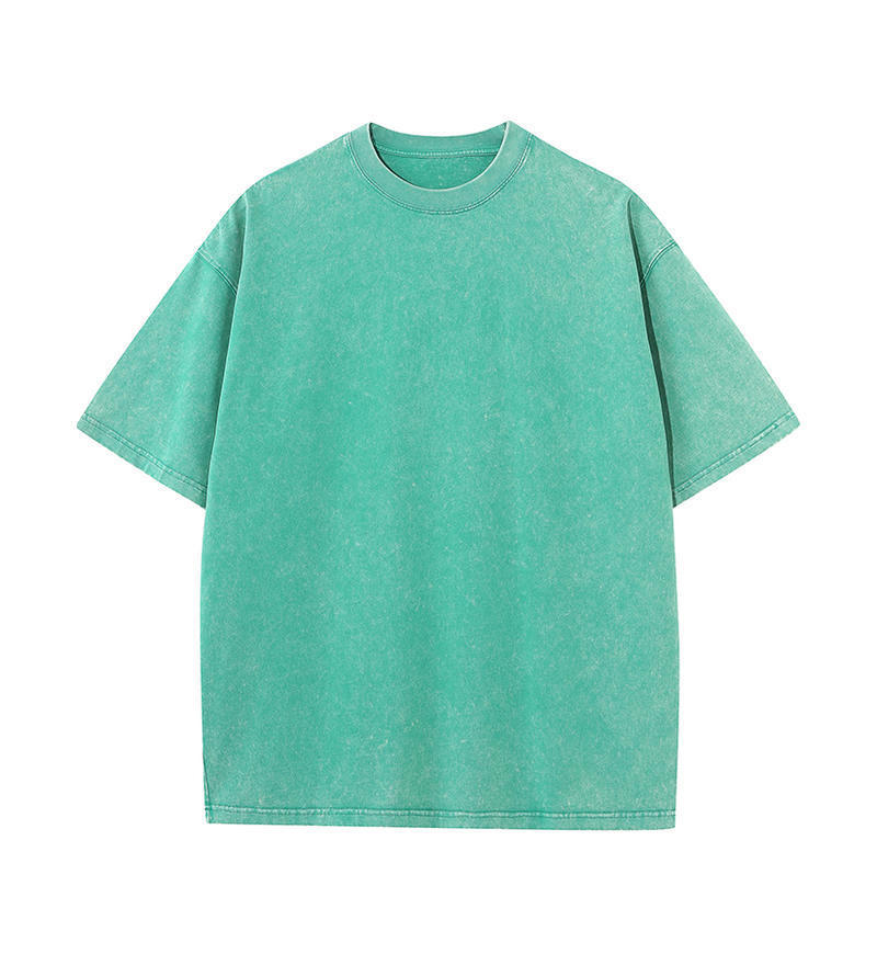 Cotton Heavy Distressed Drop Shoulder Retro Loose Short Sleeve