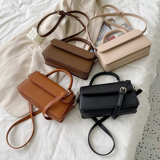 Retro Textured Solid Color Simple Handheld Versatile Shoulder Bag