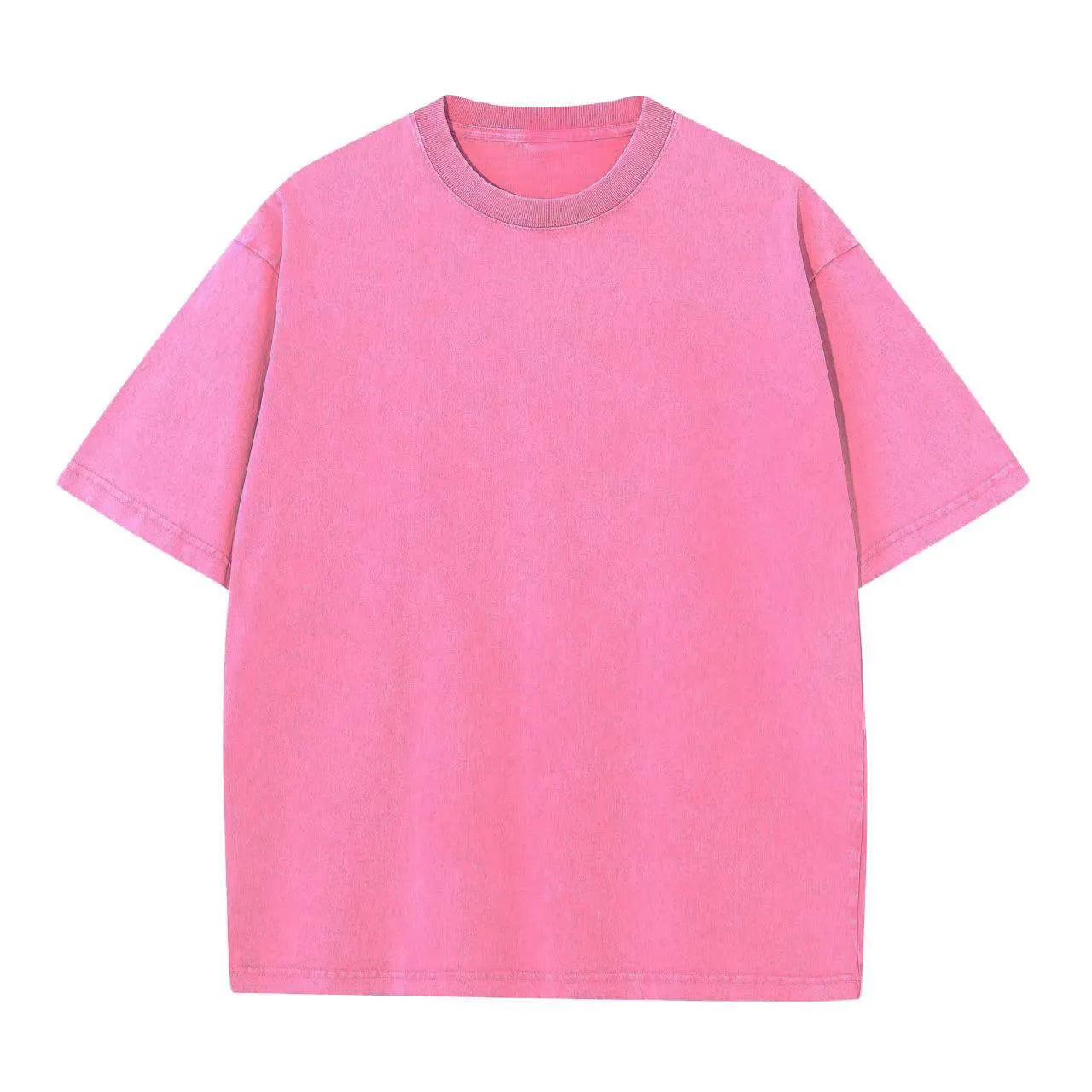Cotton Heavy Distressed Drop Shoulder Retro Loose Short Sleeve