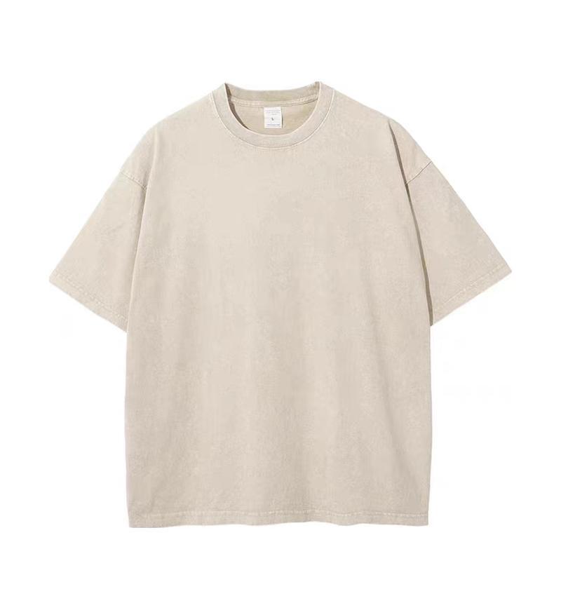 Cotton Heavy Distressed Drop Shoulder Retro Loose Short Sleeve