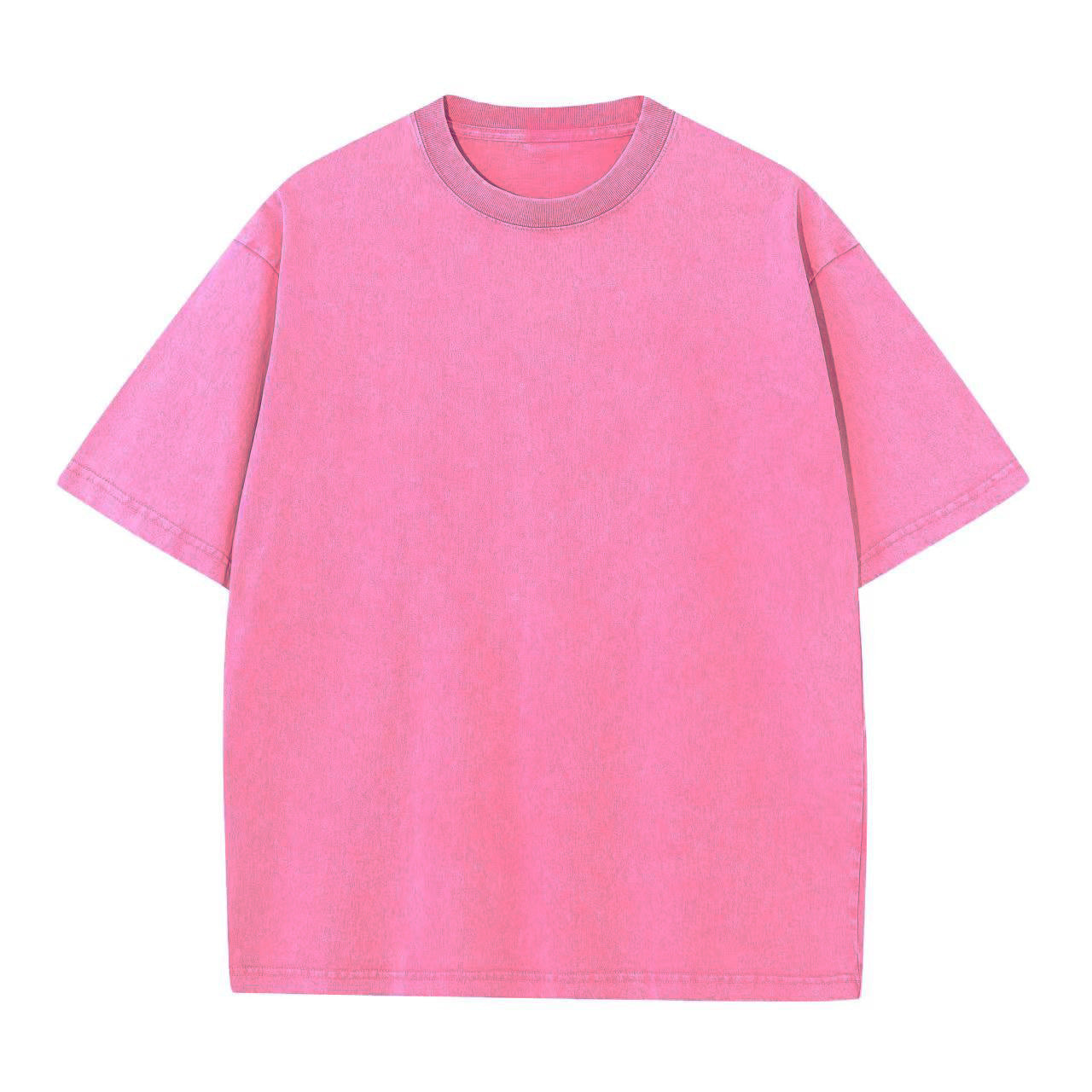 Cotton Heavy Distressed Drop Shoulder Retro Loose Short Sleeve