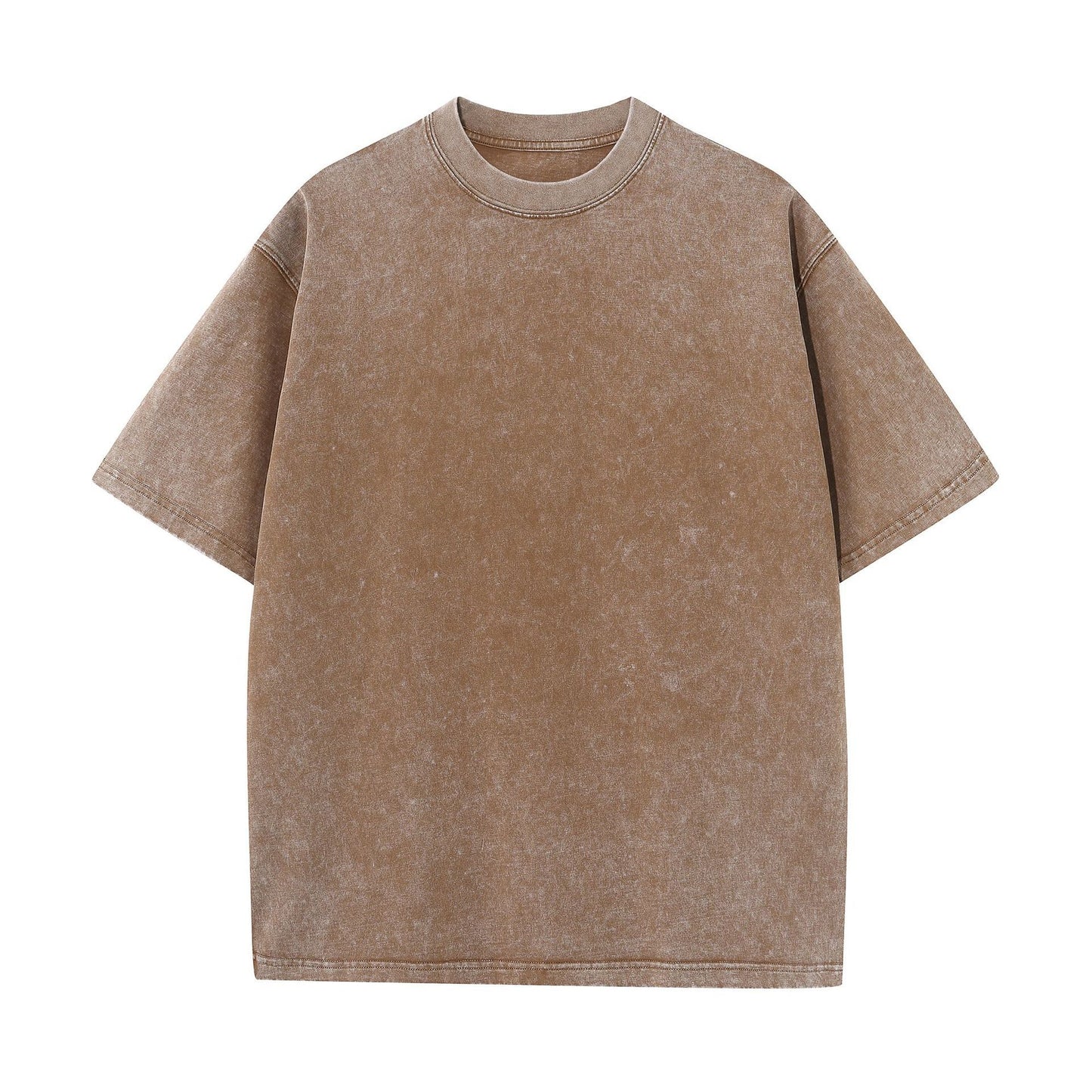 Cotton Heavy Distressed Drop Shoulder Retro Loose Short Sleeve