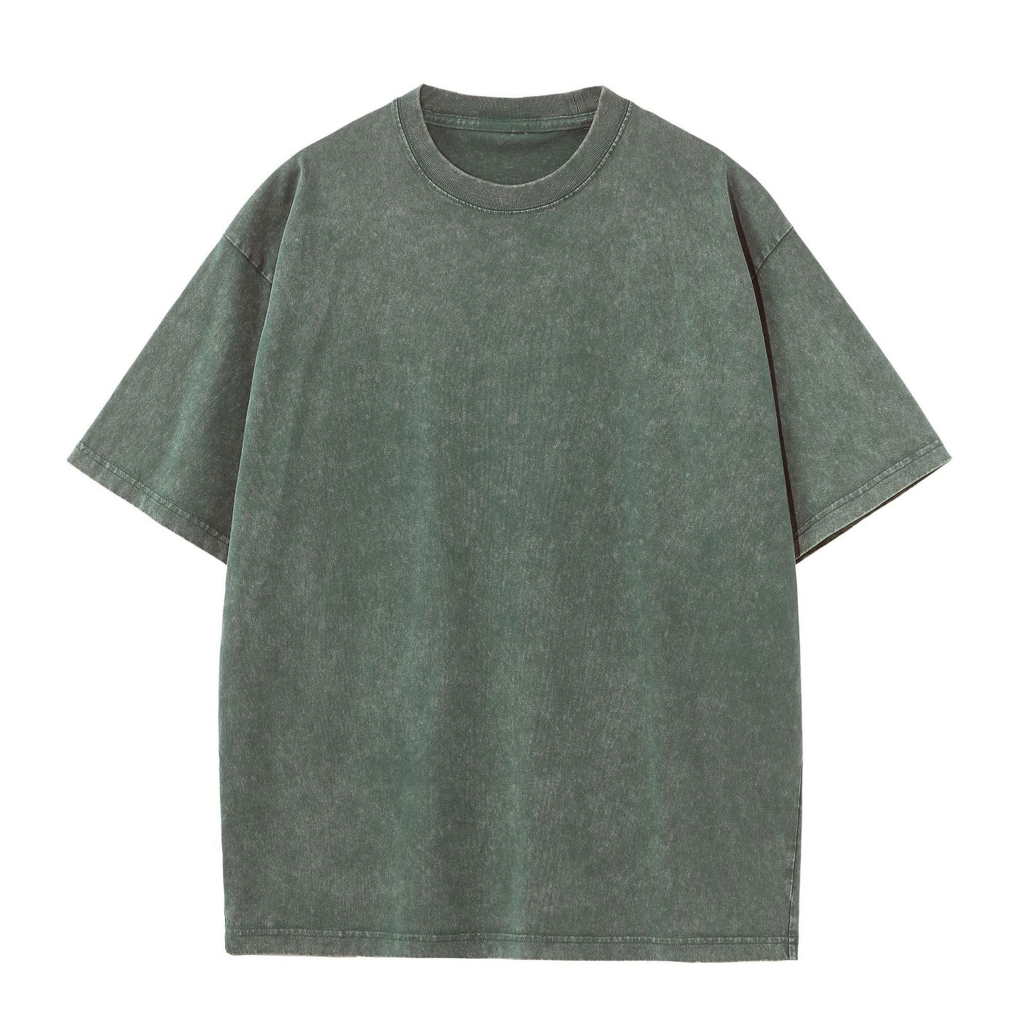 Cotton Heavy Distressed Drop Shoulder Retro Loose Short Sleeve
